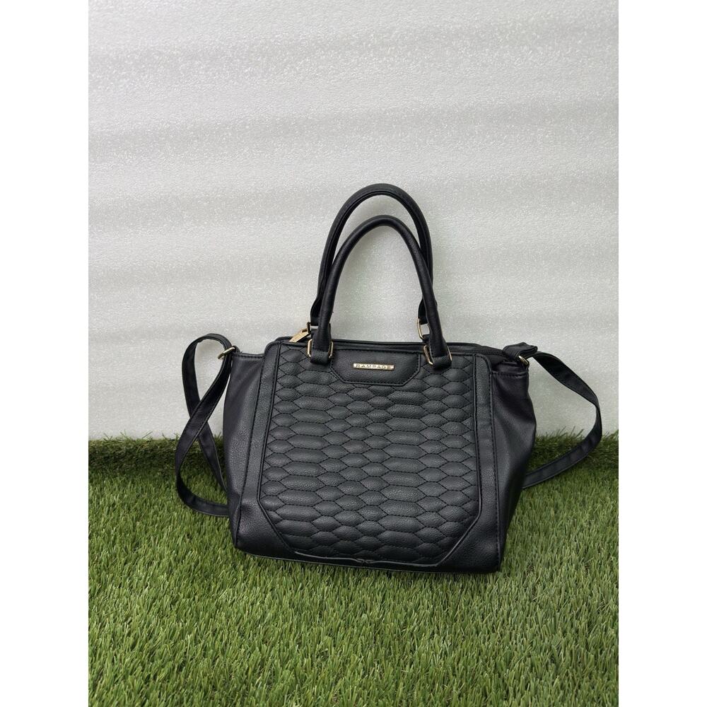 Rampage Black Quilted Satchel Top Handle Bag Dual Handles Shoulder Strap Zip